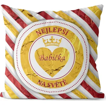Dekorativní polštářek Polštář 40 x 40 cm - Nejlepší babička - pruhovaný