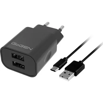 Nabíječka do sítě GoGEN ACH 205 C, 2x USB 2A + USB-C kabel 1m - bílá Barva: bílá