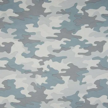 Teplákovina nepočesaná šedomodrý army vzor, š.155