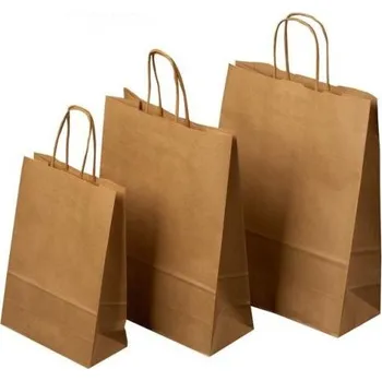 Dárková taška Taška papírová 24 x 11 x 31 cm, kroucené ucho, hnědá