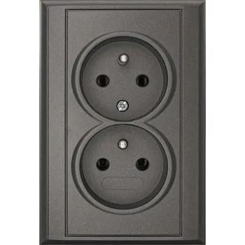 Elektrická zásuvka Dvojzásuvka E2 5001112111951 Lune antracit/stříbrná