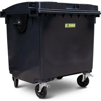 Železářství Plastový kontejner 1100 l, černý, ploché víko ve víku