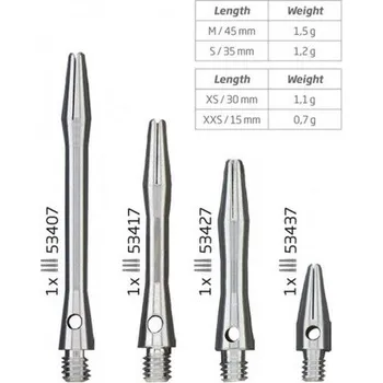 Příslušenství pro šipky Násadky Simplex Bull´s stříbrné extra krátké- extra short 53427