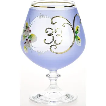 Sklenice Výroční číše NB Česko Ručně dekorovaná výroční novoborská číše 33 let, modrá - 400 ml