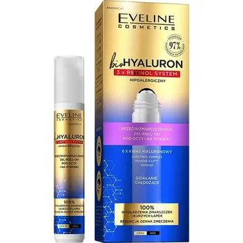 Péče o oční okolí EVELINE COSMETICS BIO Hyaluron 3x Retinol System oční roll-on proti vráskám a tmavým kruhům 15 ml