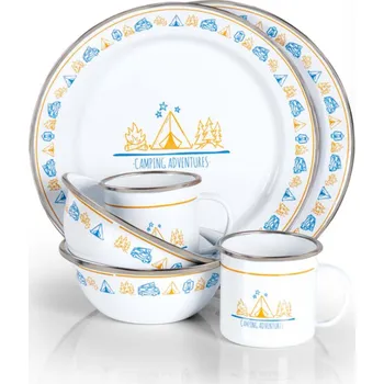 Kempingové nádobí 6-dílná smaltovaná sada nádobí CAMPRFIRE pro 2 osoby Camp4