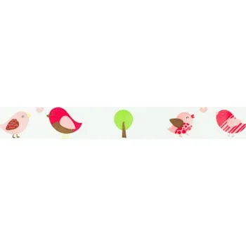 Stuha Stuha se vzorem ptáčků a srdíček 10762