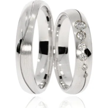 Prsten Zlatnictví Helios Zlaté snubní prsteny SR-62AU Kameny: S Diamanty