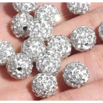 Dětské navlékací korálky Pro Háčkování Shamballa korálek 10 mm stříbrný