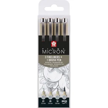 Sakura PIGMA MICRON, set 4ks LIGHT COOL GRAY