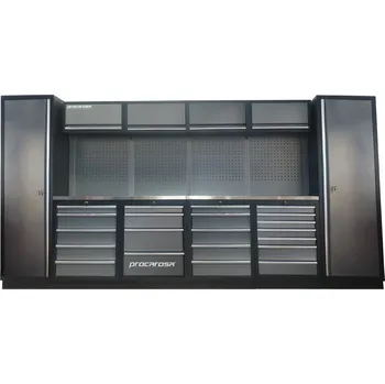 Sestava dílenského nábytku Procarosa PROFESSIONAL L-8 Pracovní deska: nerezová, Hmotnost: 420,1 kg