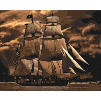 Malování podle čísel - Loď v bouři 2 Velikost: 40x50cm, Rámování: Pouze srolované plátno