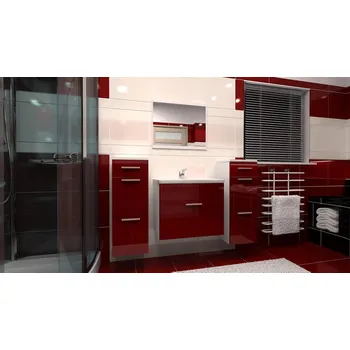 Koupelnový nábytek FALCO Koupelnová sestava Lora C bílá/bordó lesk