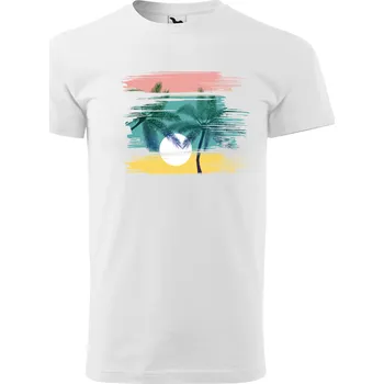 Tričko Basic s motivem "Palmy", Malfini - NakupTextil Barva: 00-Bílá, Velikost: 5XL