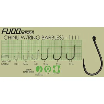 Rybářský háček FUDO háčky bez protihrotu Chinu W/Ring Barbless Velikost: 2