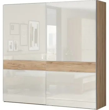 Šatní skříň Široká skříň posuvná 2D Hagop-ořech pacifik/béžová - základní