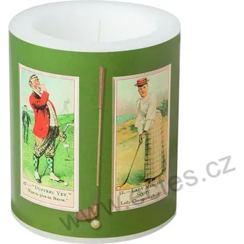 Svíčka IHR BIRDIE velká dekorativní svíčka retro plakáty golfisté na greenu