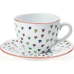 Porcelánový hrnek s podšálkem na kávu a čaj srdce Milada 250 ml