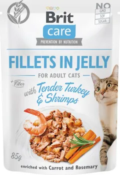 Krmivo pro kočku Brit Care Cat Fillets in Jelly with Tender Turkey & Shrimps 85 g