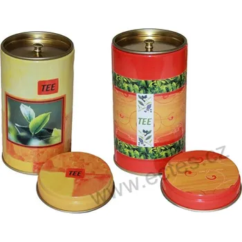 Dóza na potraviny TEE SORTIERT oranžová a žlutá plechová dóza 3015 čajové lístky