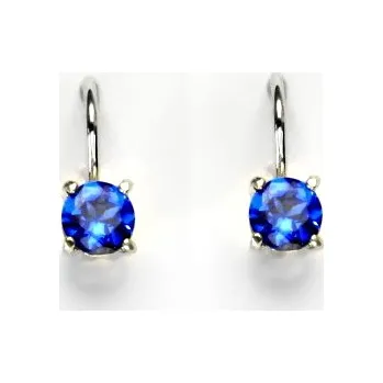 Náušnice Zlaté náušnice, bílé i žluté zlato, zirkon spinel 5 mm - NK 1251