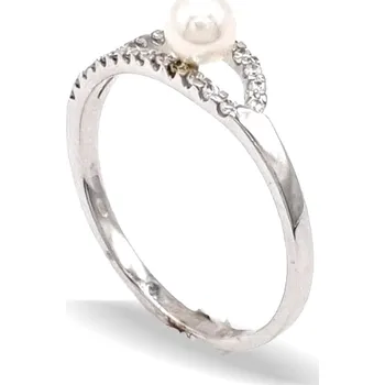 Prsten Zlatý prsten z bílého zlata s perlou