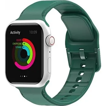 Řemínek na hodinky Jednobarevný silikonový řemínek pro Apple Watch 42mm / 41mm / 40mm / 38mm - tmavě zelený