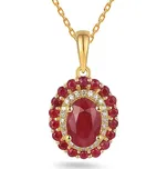 Zlatý briliantový přívěsek s rubíny 0,060 ct IZBR959P + dárkové balení LUXUS zdarma