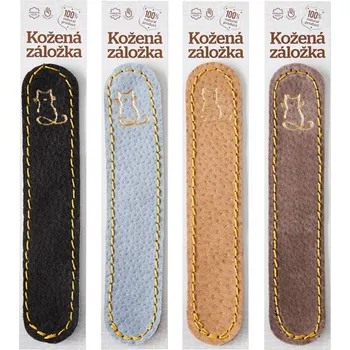 Doplněk ke knize Kočka - kožená záložka do knihy Barva kůže: Medová semiš (D39), Barva ražby: Zlatá