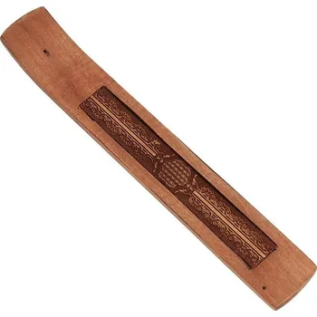 Vonná tyčinka Stojánek na vonné tyčinky dřevěný - lyže reliéf Květ života