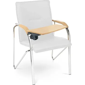 Konferenční křeslo SAMBA s psacím pultem, jemná koženka, barva bílá