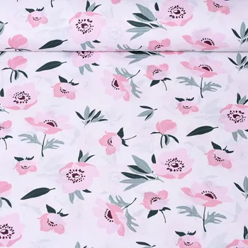 Bavlněná látka Divoký mák Šedý na Bílém