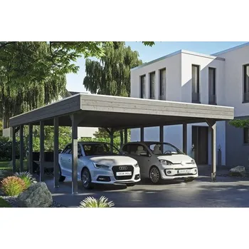 Přístřešek na auto Přístřešek na auto SKAN HOLZ Friesland dvojitý 557 x 860 cm břidlicově šedý vč. EPDM fólie