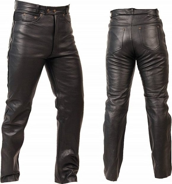 L&J Pánské kožené kalhoty JEANS na motorku černé 2XL
