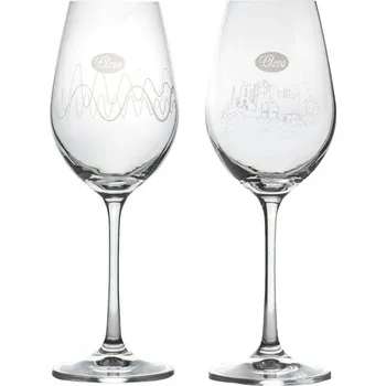 Sklenice Pleva Sklenice na medovinu rodinné firmy Pleva - 1x vlnky 250 ml + 1x hrad 250 ml