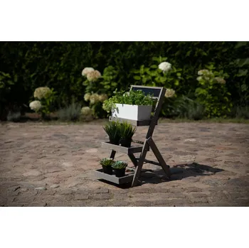 Stojan na květiny Dřevěný stojan na květiny šedý RDEZ_070X39X48_GRPT