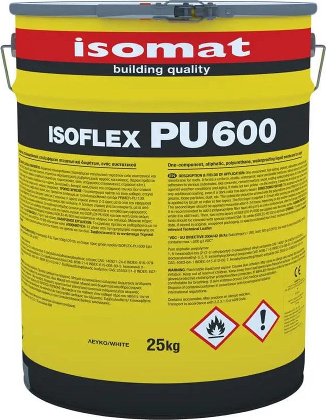 ISOMAT ISOFLEX-PU 600 Tekutá hydroizolační membrána pro ploché střechy a balkóny, bílá, 25 kg