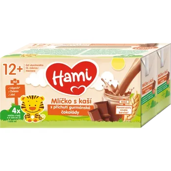 Dětská kaše Hami Mlíčko s kaší 12M 4x 250 ml gurmánská čokoláda