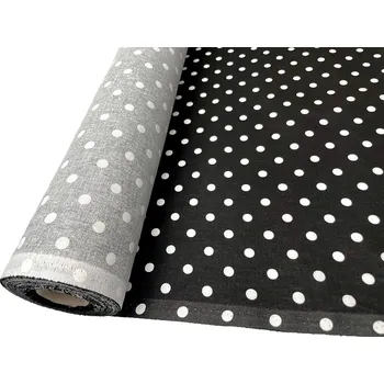 Mirtex Plátno DOMESTIK 145/13069-13 Černý poklad Puntíky 10mm šíře 150cm Velkoobchod Ceník: VELKOOBCHOD: po celých rolích, bez odvíjení