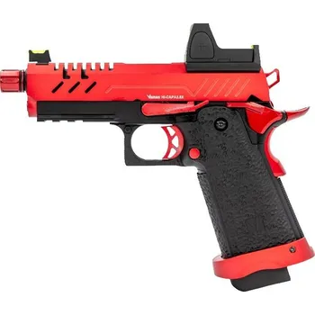 Airsoftová zbraň Vorsk Airsoftová pistole Hi-Capa 3.8 PRO s kolimátorem, GBB - černo-červená