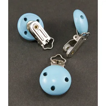 klip na dudlíky Dřevěný klips na dudlík - modrá - průměr 3 cm