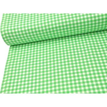 Mirtex Plátno DOMESTIK 145/21375-3 Káro zelené kostky 7mm šíře 150cm Zbytková metráž