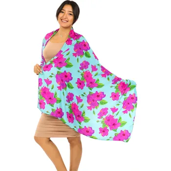 Šátek Himalife Maxi šátek Ibišek - tyrkysová s růžovou