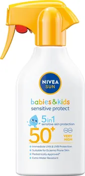 Přípravek na opalování Nivea Sun Babies & Kids Sensitive Protect 5v1 dětský sprej na opalování SPF 50+ 270 ml