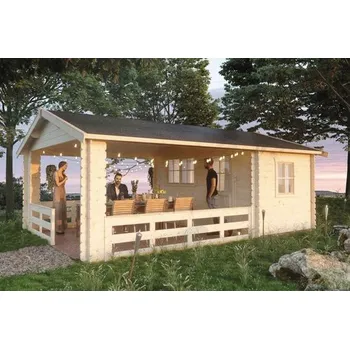 Zahradní domek Dřevěný zahradní domek SKAN HOLZ Alicante přírodní 380 x 513 cm