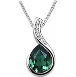 Stříbrný přívěsek se zeleným kamenem a zirkony