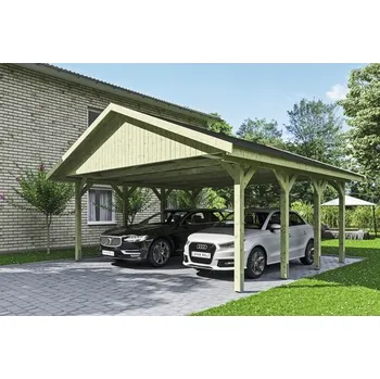 Přístřešek na auto Přístřešek na auto SKAN HOLZ Wallgau 620 x 600 cm impregnovaný vč. šindelů