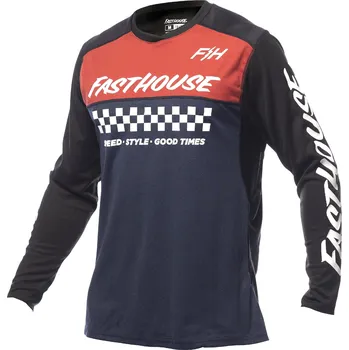 cyklistický dres Fasthouse Alloy Mesa Long Sleeve Jersey Heather Red Navy Velikost: L