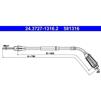 Lanko parkovací brzdy Tažné lanko, parkovací brzda ATE 24.3727-1316.2