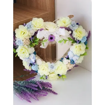 Velikonoční dekorace BRIMOON Věnec srdce levandulové